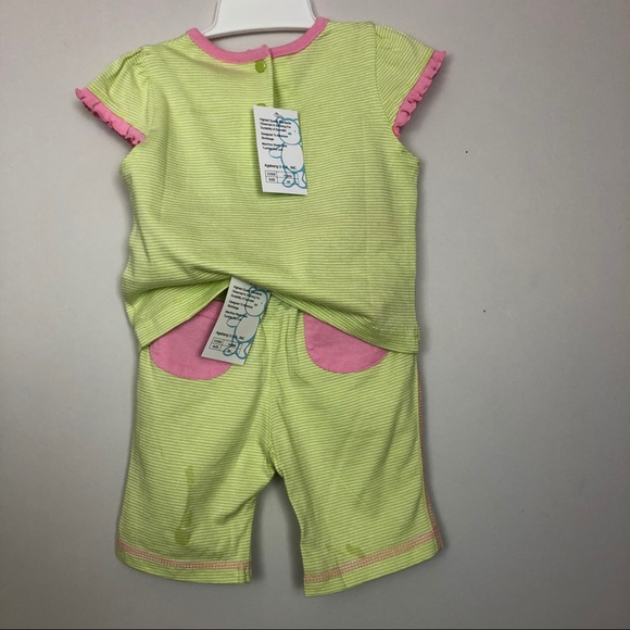 🍍12Mo NWT Agabang Green/White Striped Set w Pink - Picture 5 of 9